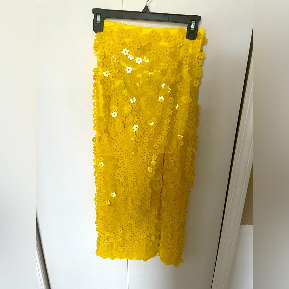 Yellow Floral Beaded Skirt